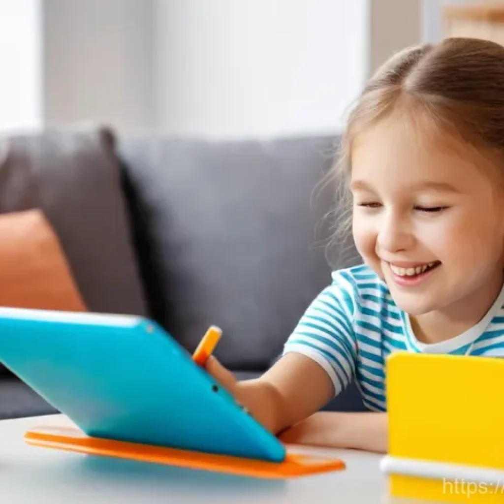 영유아 ICT 활용 교육 - **Prompt:** A heartwarming scene featuring a smiling Russian child, approximately 3-4 years old, com...