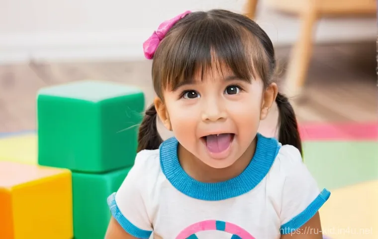 발음 교정 놀이 활동 - **Playful Articulation "Tongue Traveler"**
    A cheerful and expressive 5-year-old girl, with brigh...