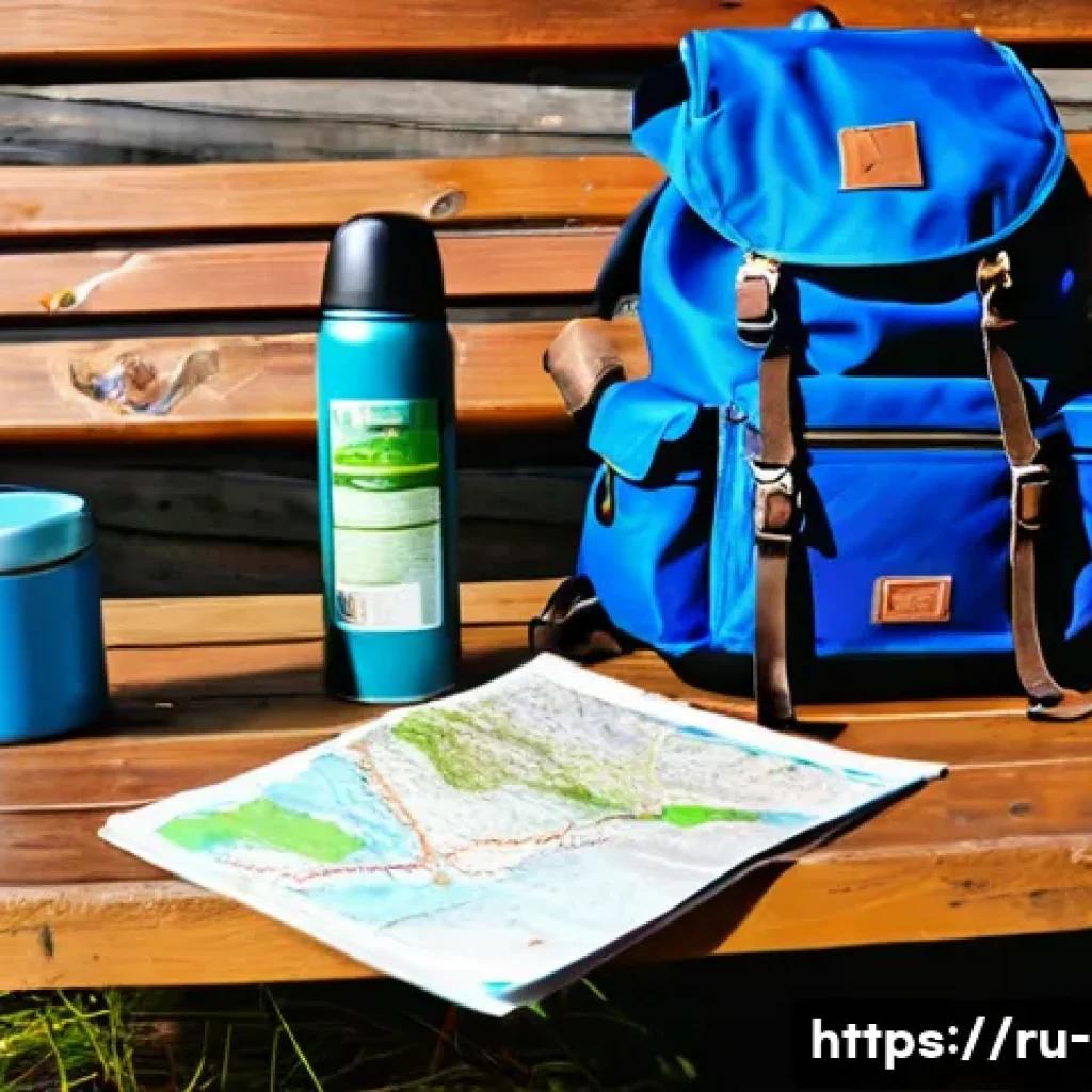 자연 탐구 활동 - **Prompt:** A vibrant, high-definition photograph of a well-organized hiking backpack resting on a r...